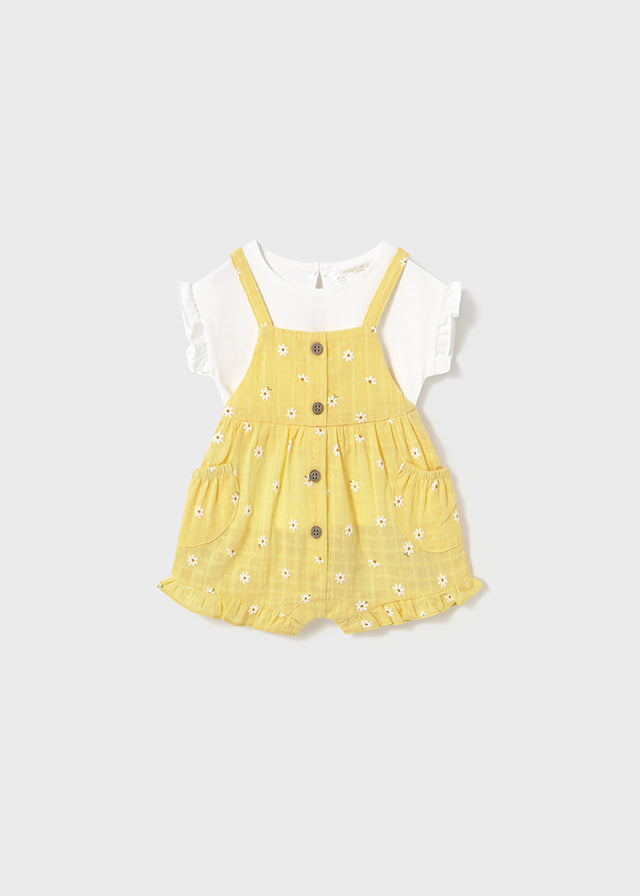 MAYORAL OVERALL AND T SHIRT SET - YELLOW DAISY