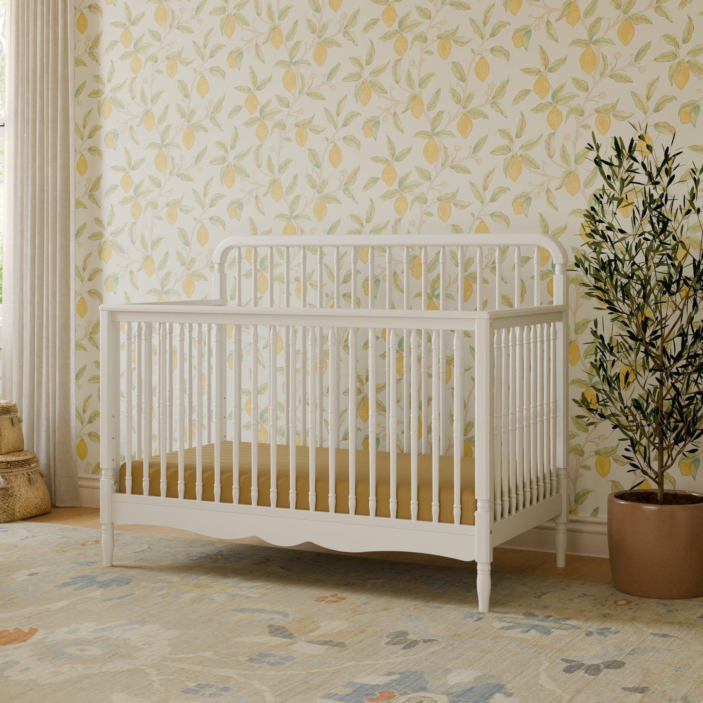 Liberty 4-in-1 Convertible Spindle Crib in Warm White