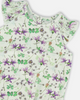 DEUX PAR DEUX JERSEY ROMPER GREEN PRINTED FLOWERS