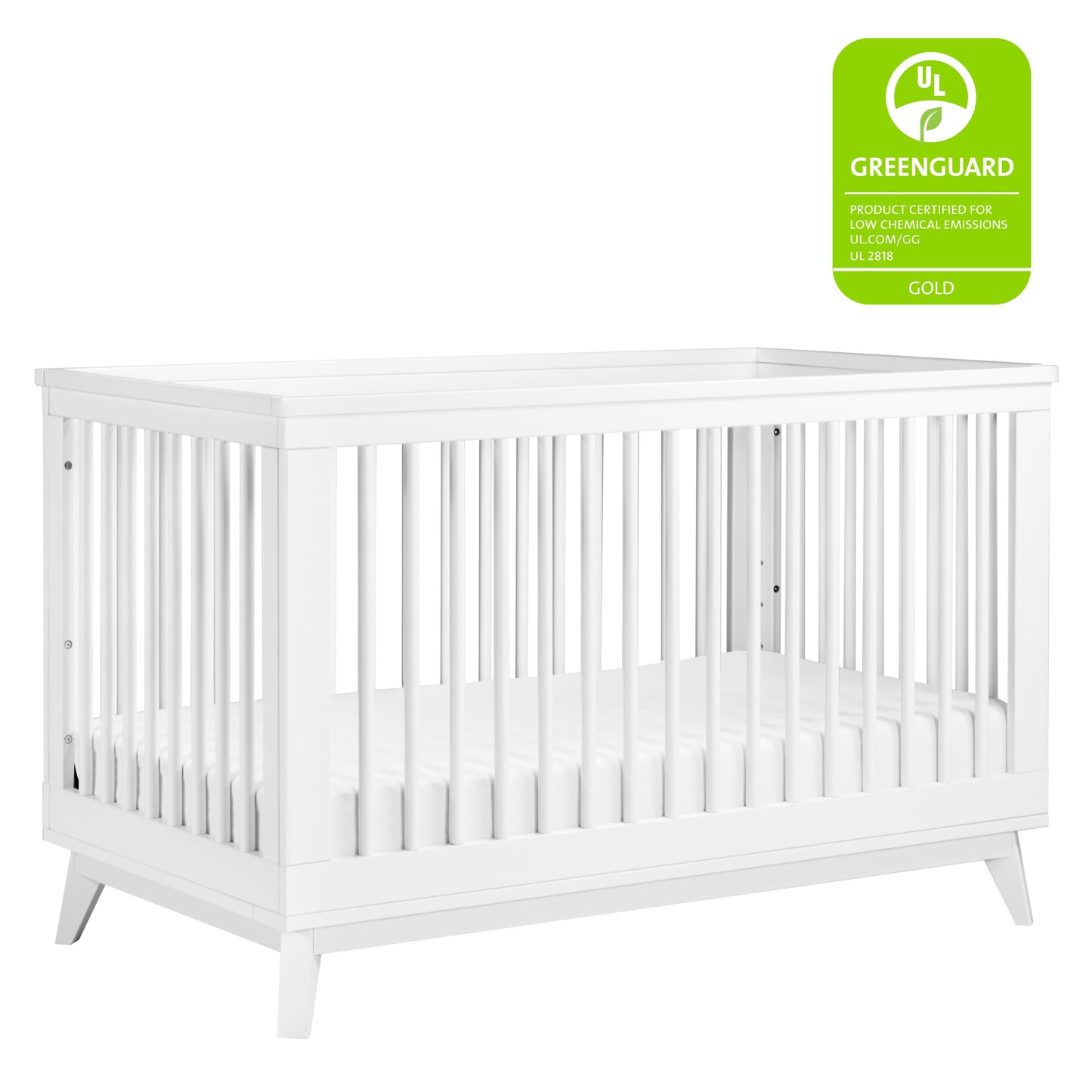 Scoot 3-in-1 Convertible Crib w/ToddlerBedConversion Kit in White/WashedNatural
