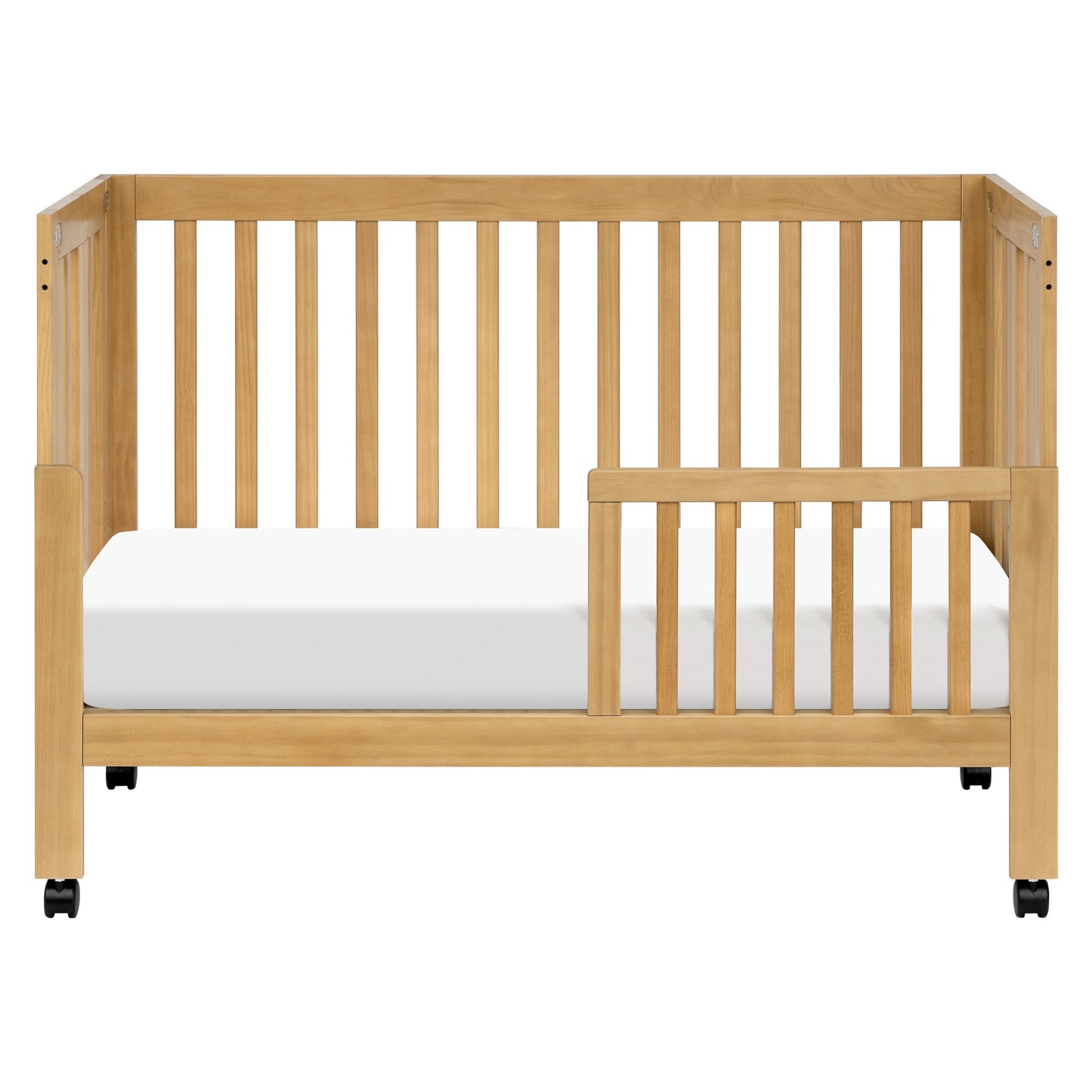 Maki Full-Size Folding Crib w/ Toddler Bed Conversion Kit in Honey
