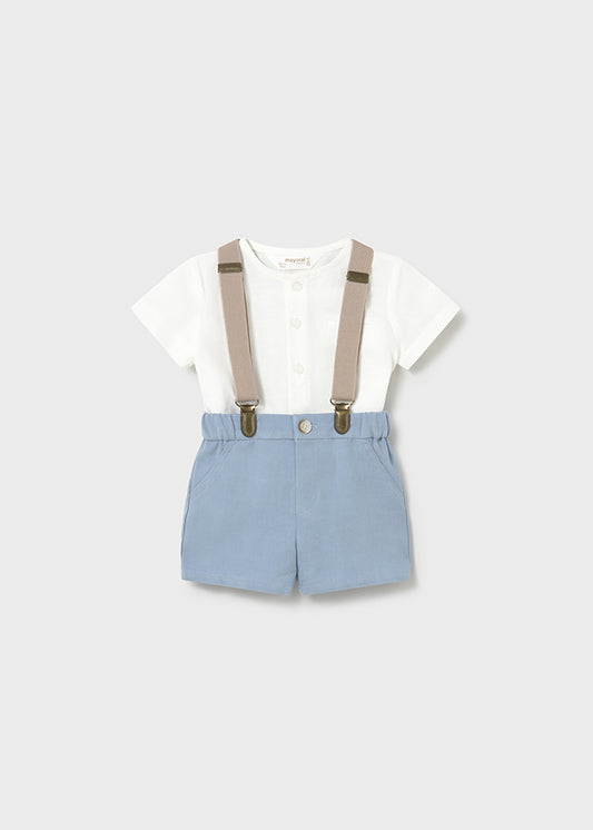 MAYORAL BOY SHORTS WITH SUSPENDERS AND SHIRT SET