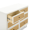 Marin with Cane 6 Drawer Assembled Dresser in Warm White and Honey Cane