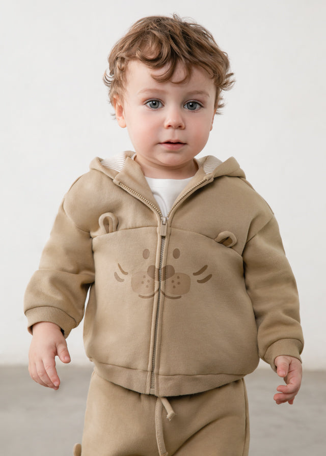 MAYORAL BABY INTERACTIVE ANIMAL ZIP-UP SWEATSHIRT