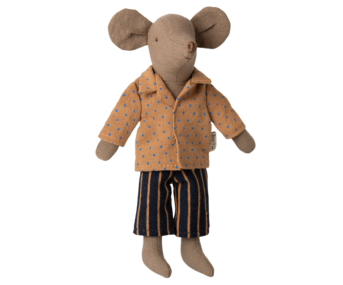 MAILEG SHIRT AND STRIPED PANTS, DAD MOUSE