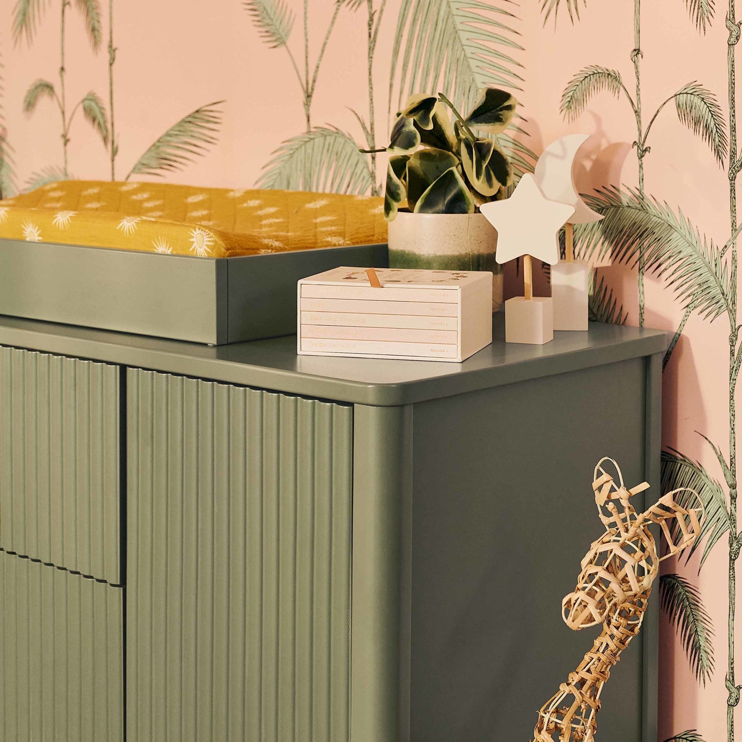 Pogo Tambour Assembled Dresser in Olive