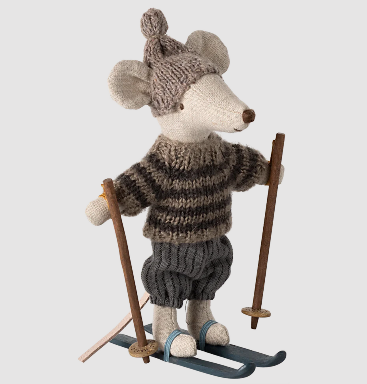 MAILEG WINTER MOUSE WITH SKI SET, BIG BROTHER - GREY