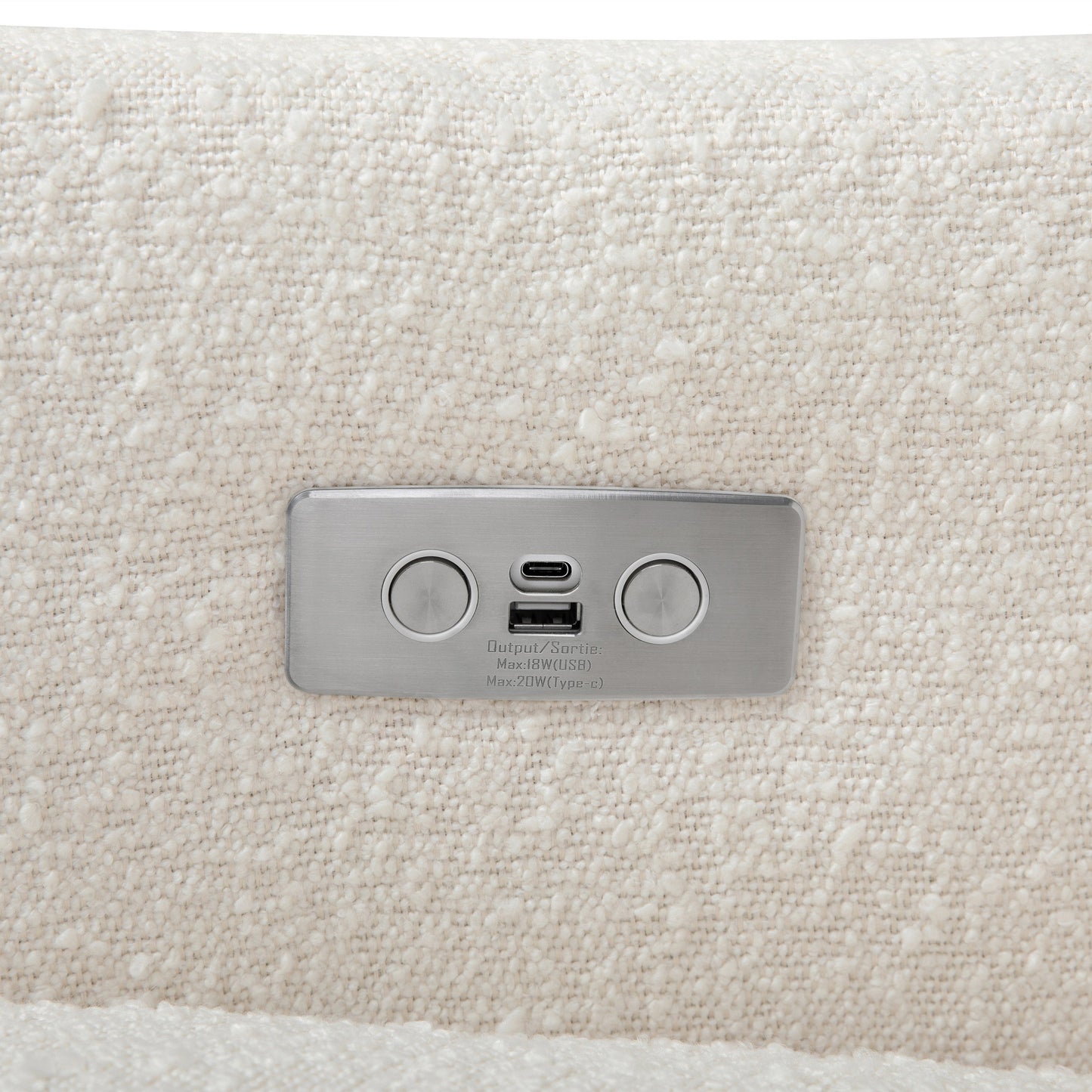 Kiwi Glider Recliner w/ Electronic Control and USB in Ivory Boucle w/Gold Base