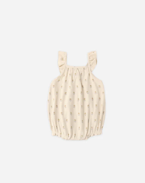 QUINCY MAE RIBBED RUFFLE ROMPER BUTTERCUP