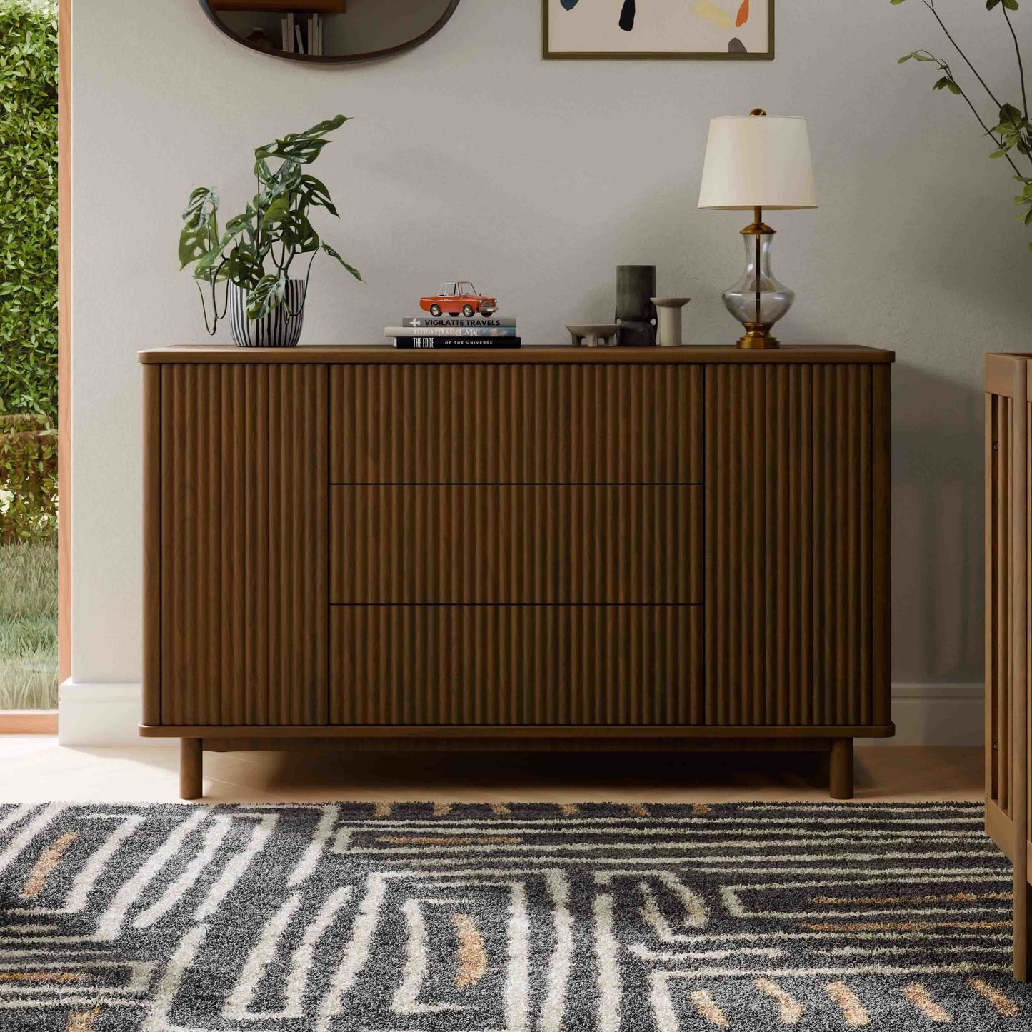 Pogo Tambour Assembled Dresser in Olive