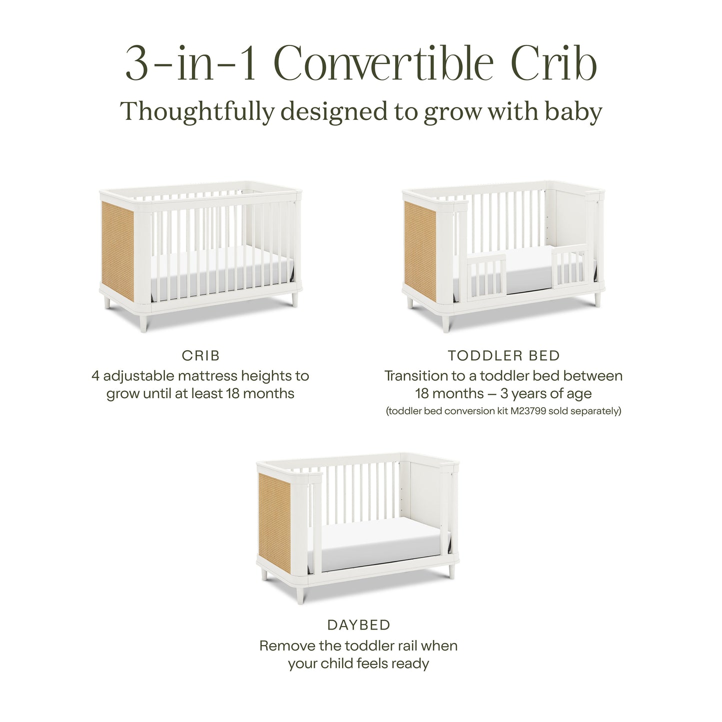 NAMESAKE MARIN WITH CANE 3-IN-1 CONVERTIBLE CRIB