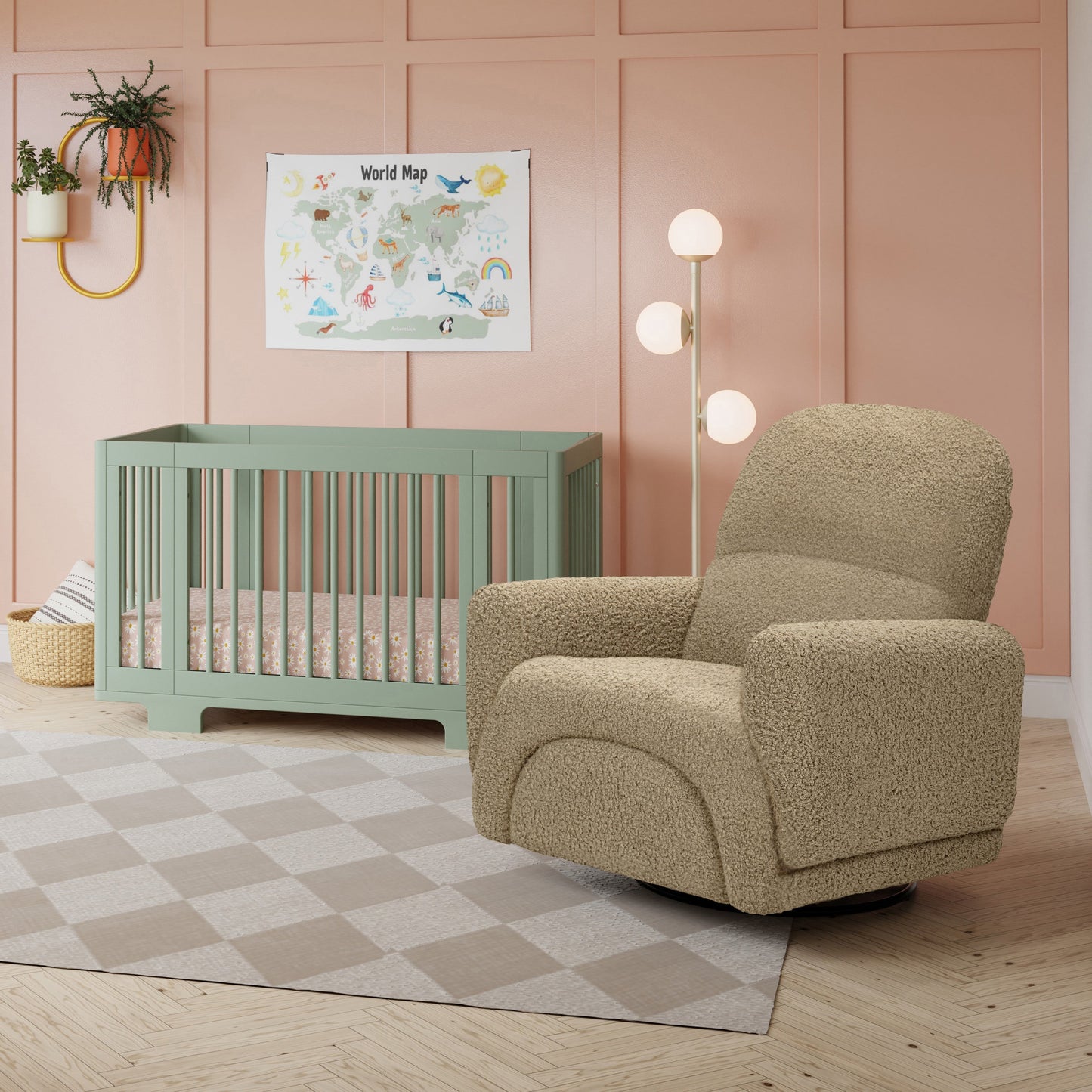 BABYLETTO RAINBOW RECLINER AND SWIVEL GLIDER IN TEDDY LOOP