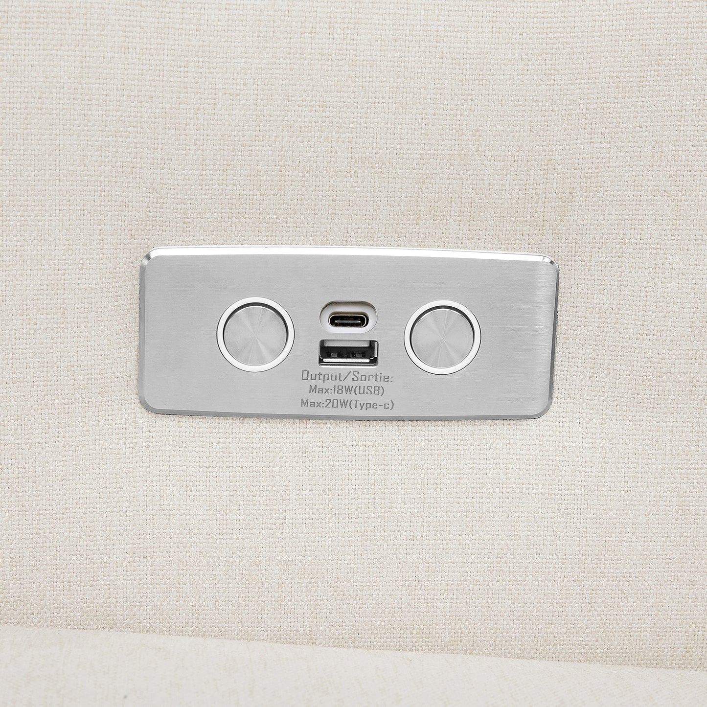 Kiwi Glider Recliner w/ Electronic Control and USB in Ivory Boucle w/Gold Base