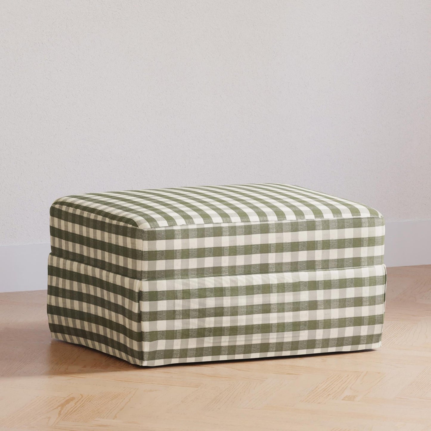 Crawford Gliding Ottoman in Tan Gingham