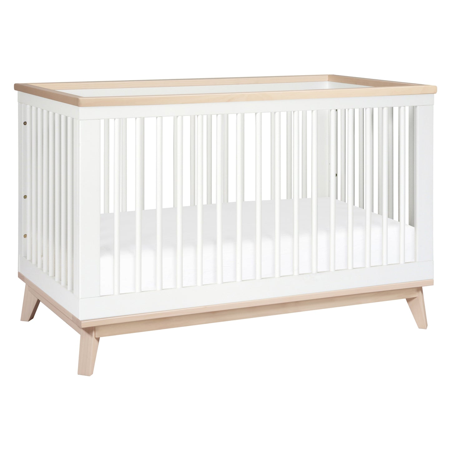 Scoot 3-in-1 Convertible Crib w/ToddlerBedConversion Kit in White/WashedNatural