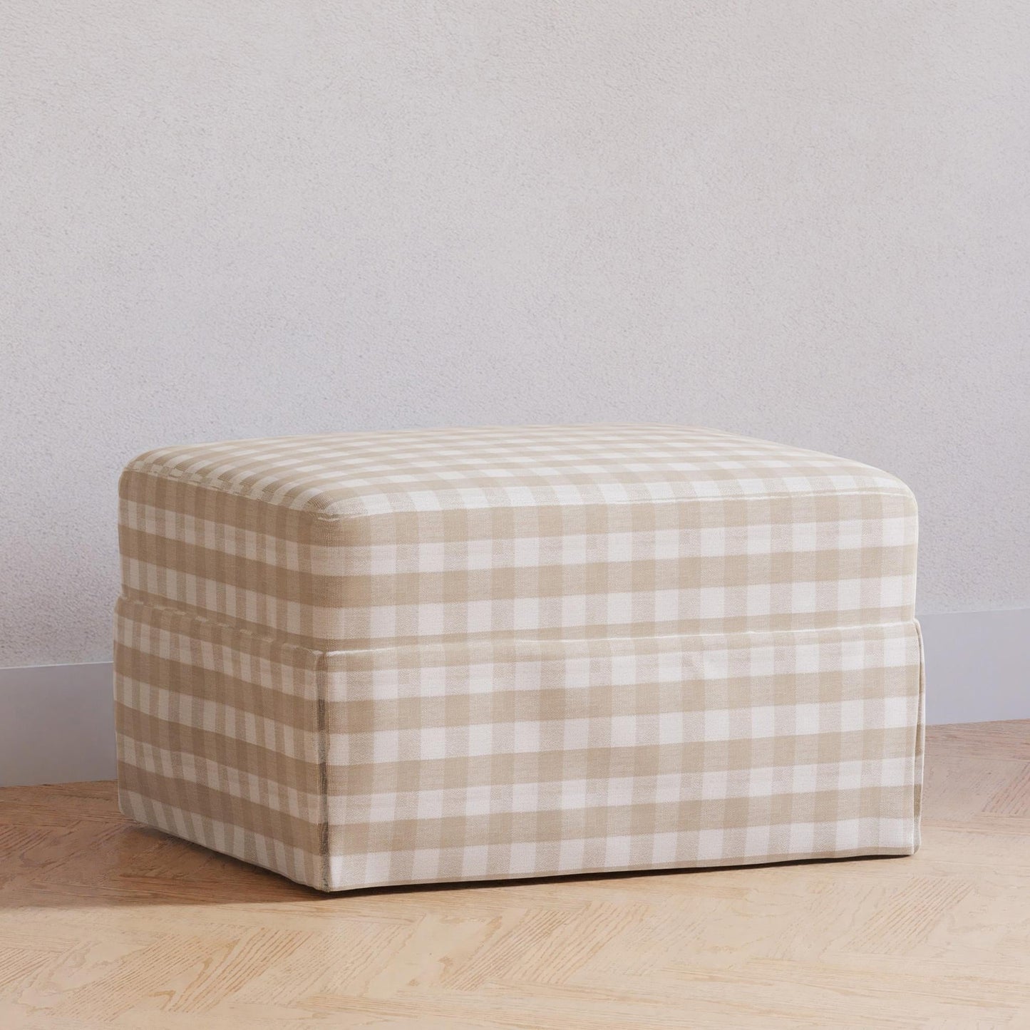Crawford Gliding Ottoman in Tan Gingham