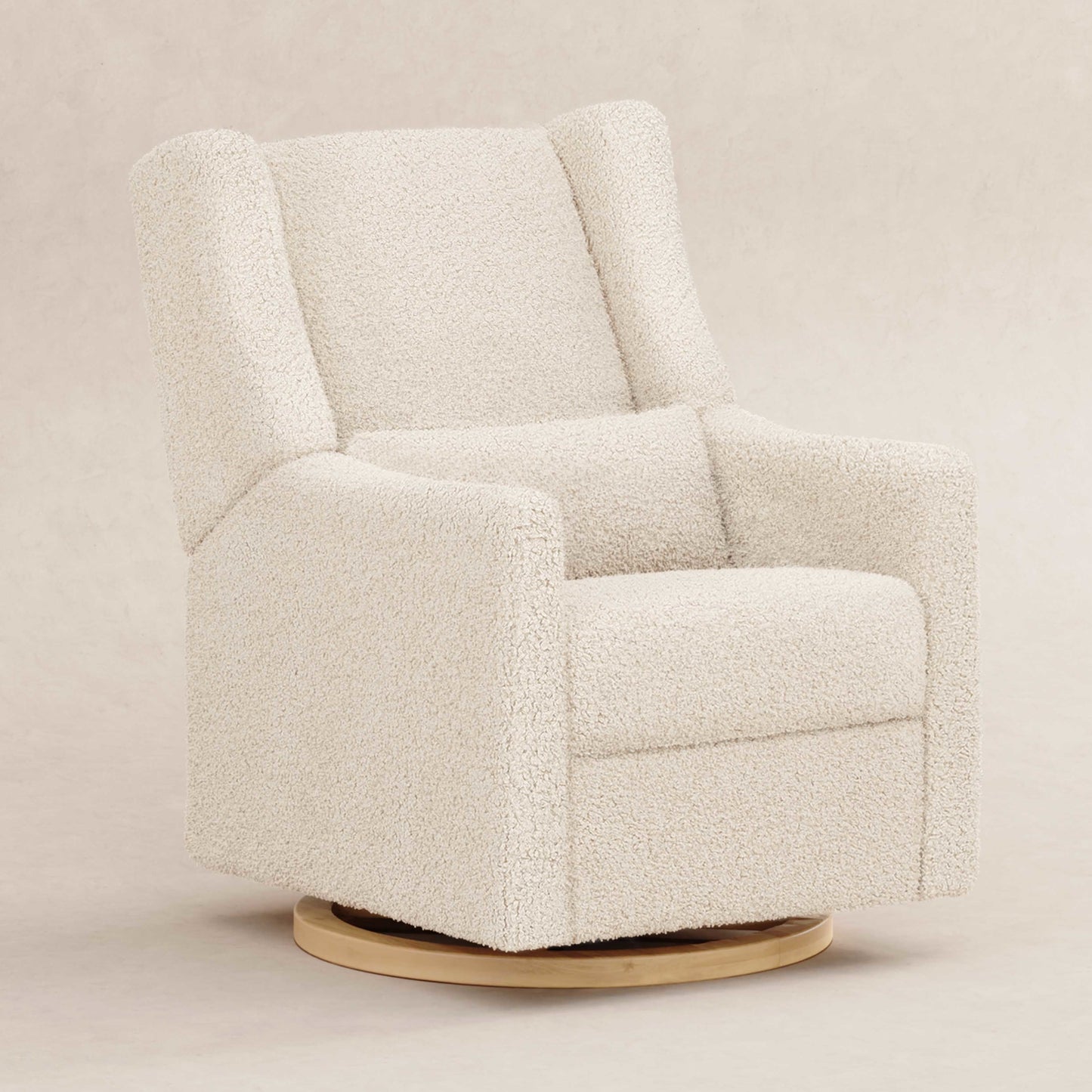 Kiwi Glider Recliner w/ Electronic Control and USB in Ivory Boucle w/Gold Base