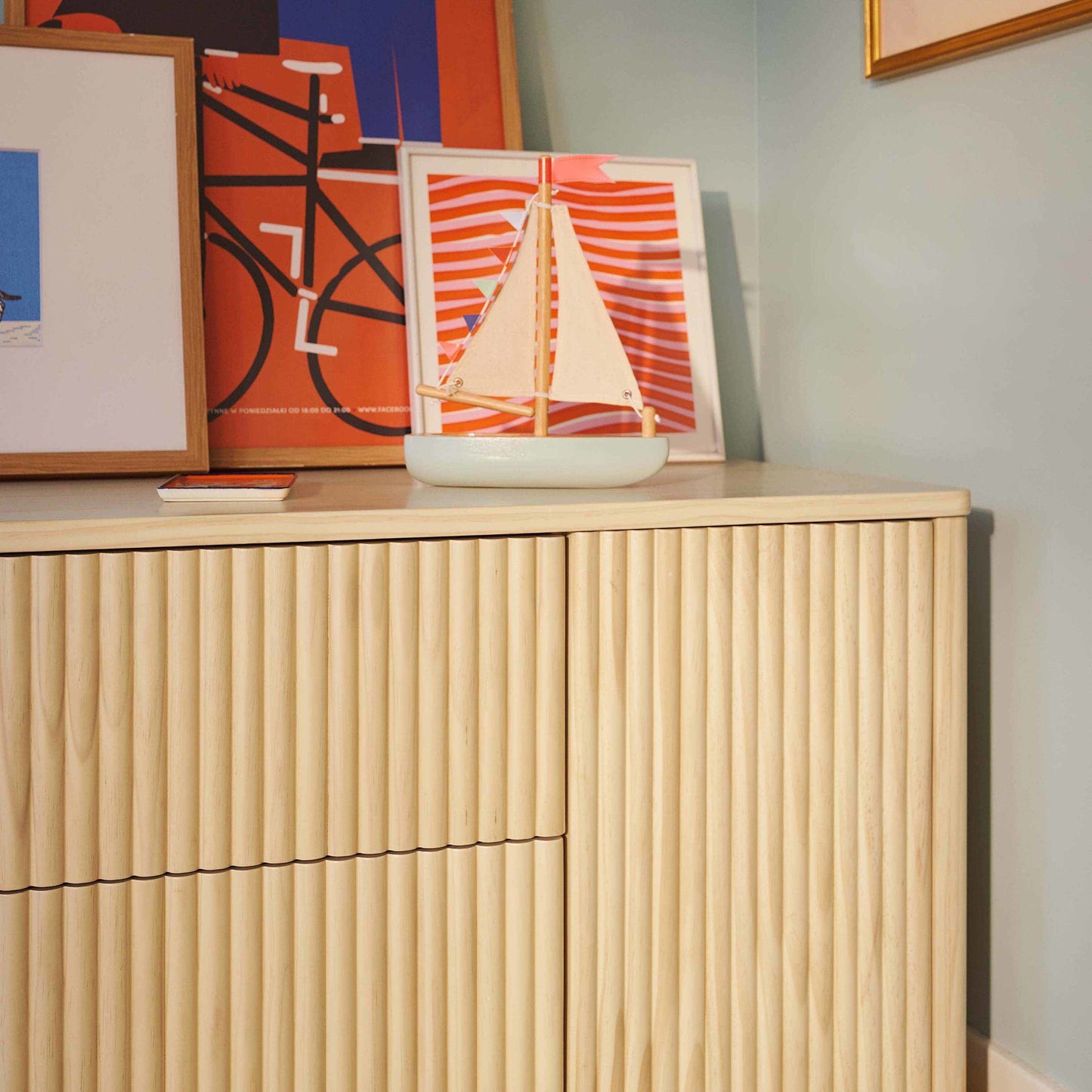 Pogo Tambour Assembled Dresser in Olive