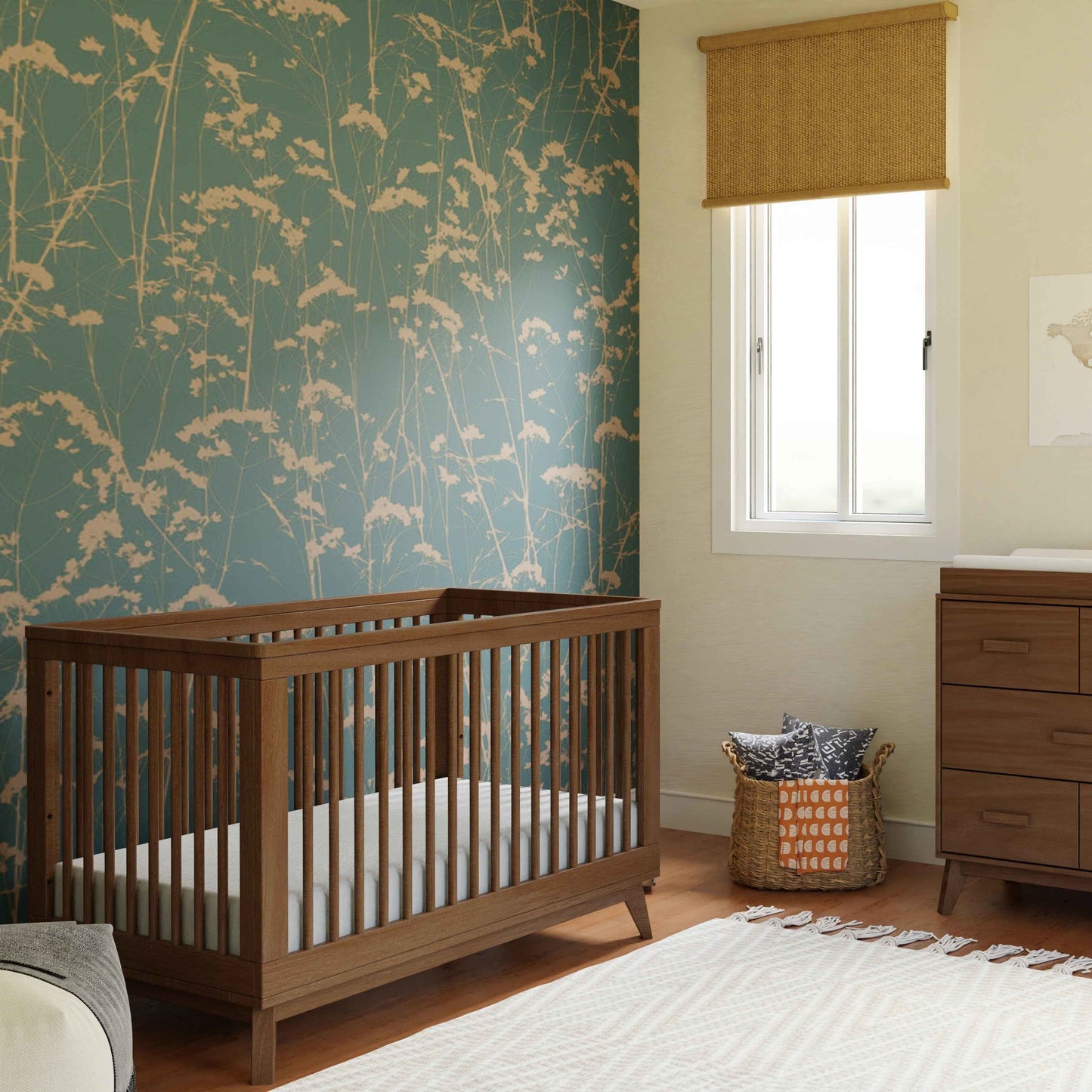 Scoot 3-in-1 Convertible Crib w/ToddlerBedConversion Kit in White/WashedNatural