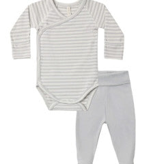 QUINCY MAE SIDE SNAP BODYSUIT + PANT SET CLOUD STRIPE