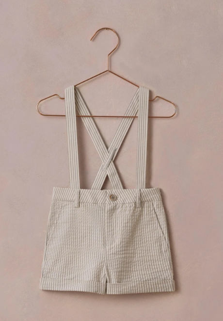NORALEE SUSPENDER SHORT - SAGE STRIPE