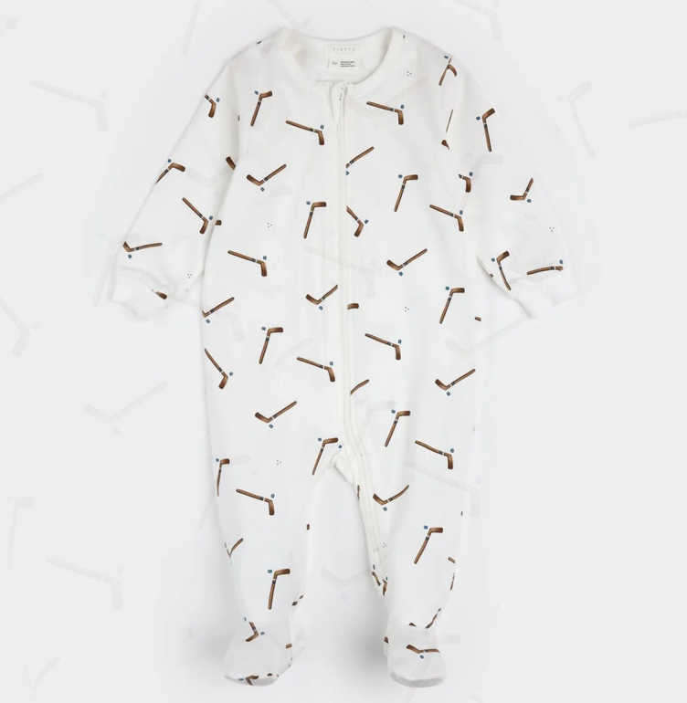 PETIT LEM HOCKEY PRINT ON OFF-WHITE SLEEPER