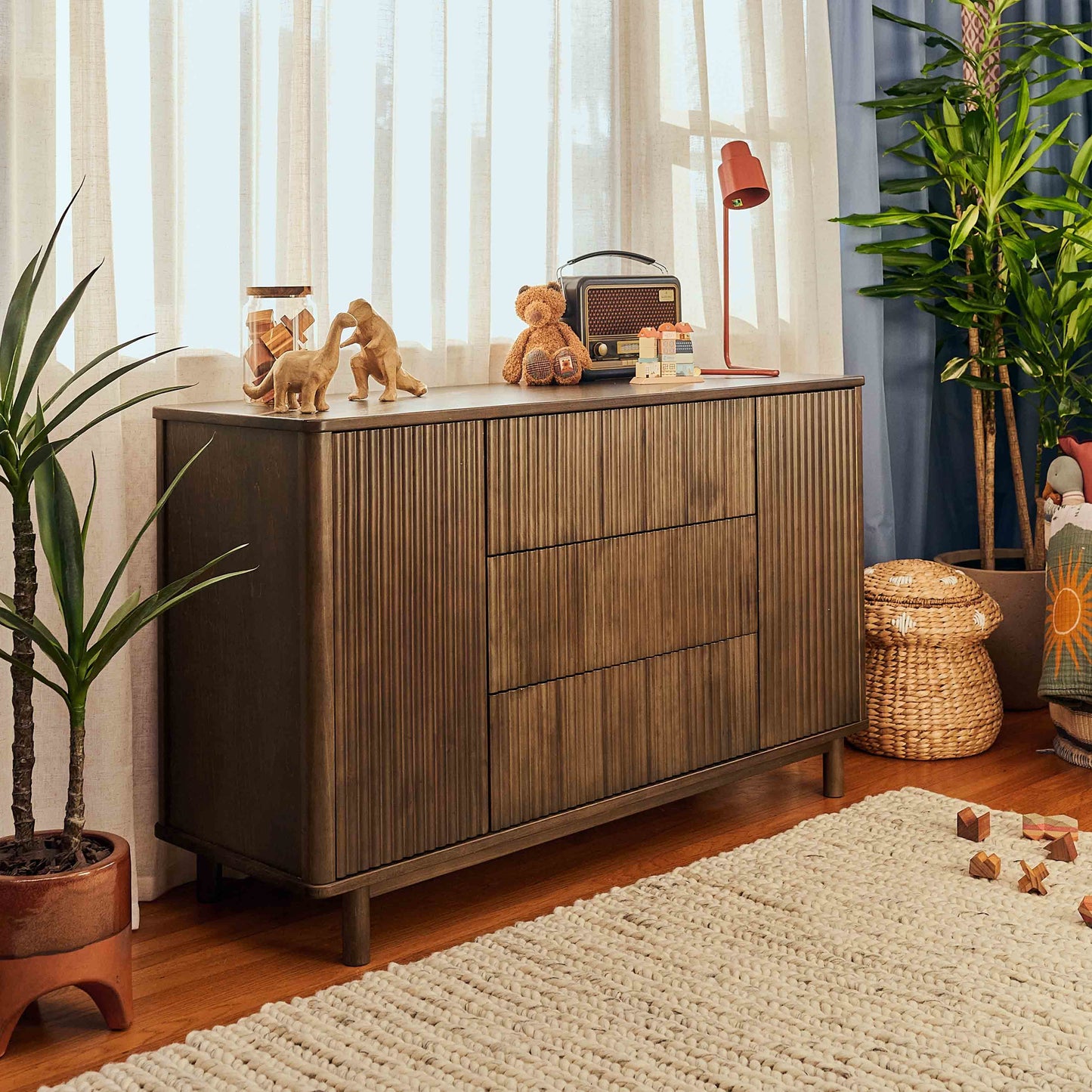 Pogo Tambour Assembled Dresser in Olive