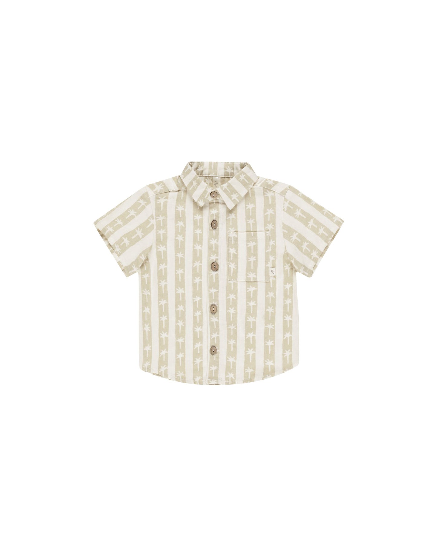 RYLEE AND CRU COLLARED SHORT SLEEVE SHIRT PALM STRIPE