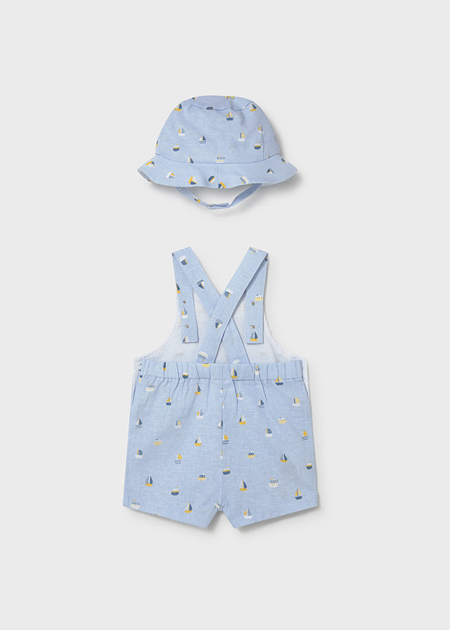 MAYORAL BOY PRINTED DUNGAREE AND HAT SET