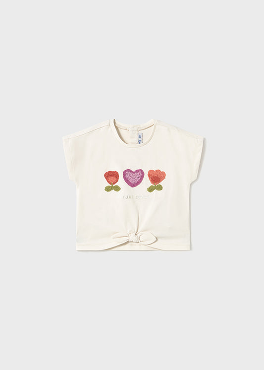 MAYORAL T-SHIRT WITH CROCHET APPLIQUEST