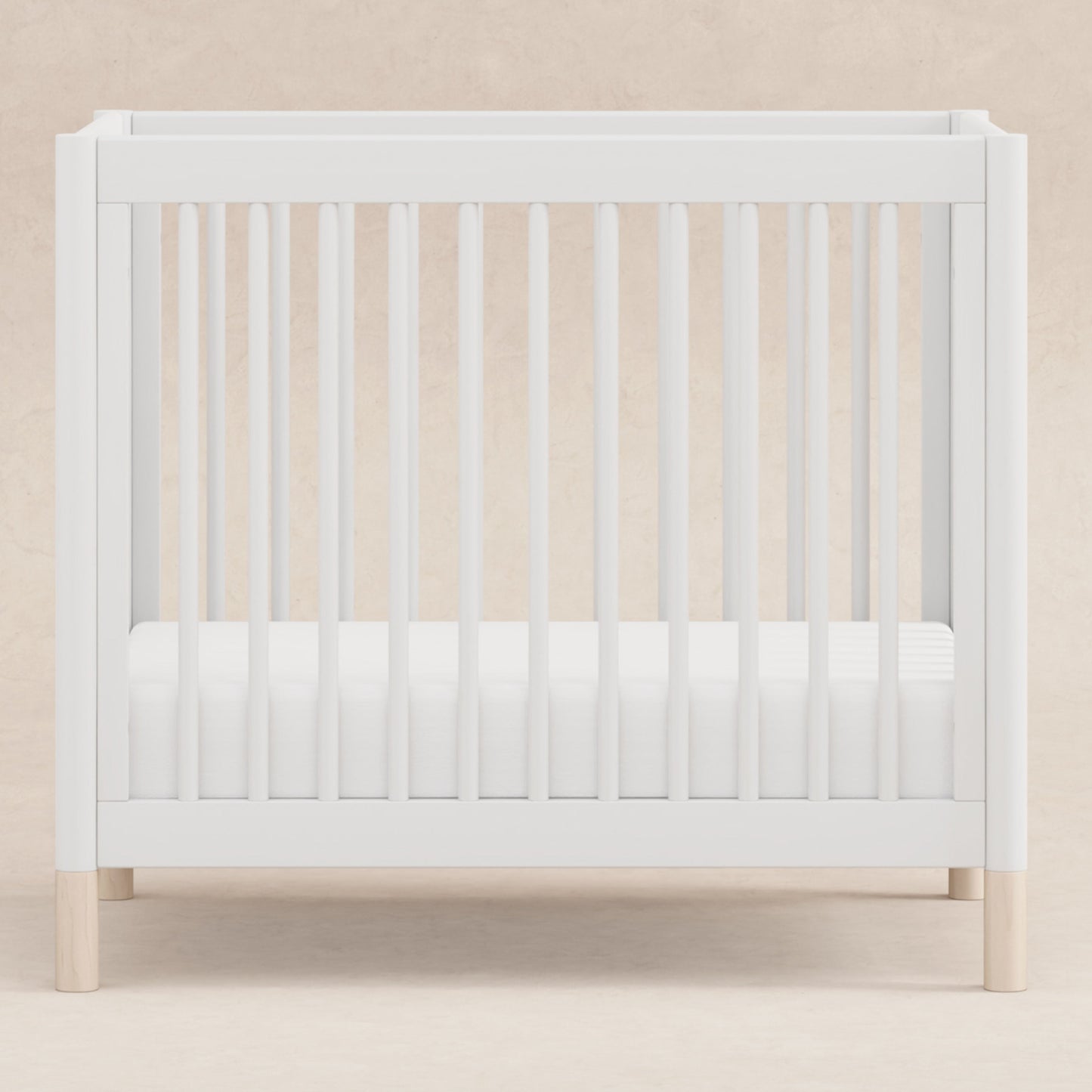 Gelato 4-in-1 Convertible Mini Crib and Twin bed in Natural Walnut Finish with Gold Feet