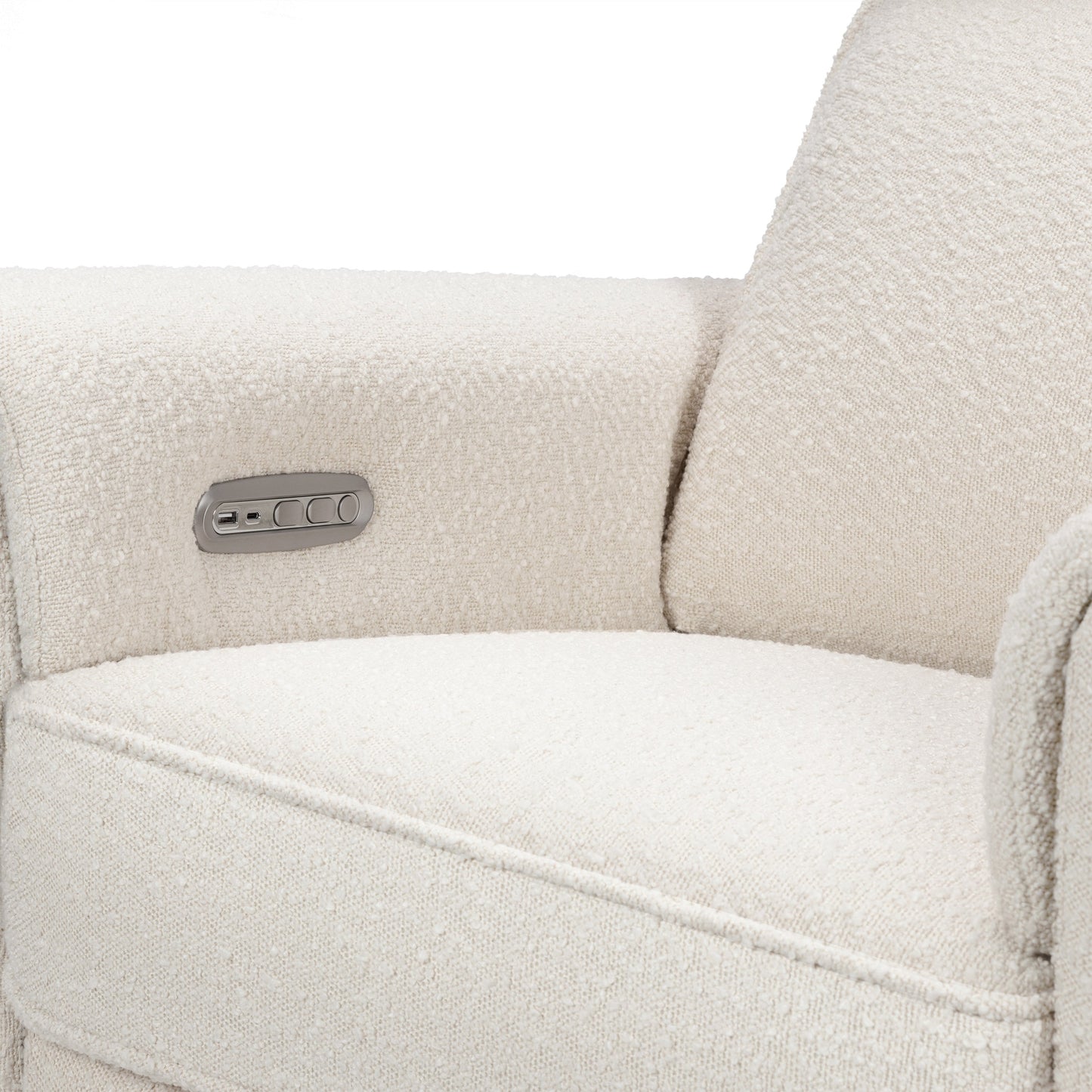 Willa Power Glider Recliner w/ adj. headrest & USB in Performance Grey Eco-Weave w/Light Wood Base