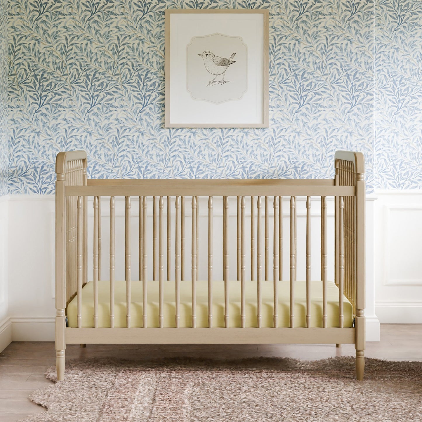 Liberty 3-in-1 Convertible Spindle Crib w/Toddler Bed Conversion Kit in Dusty Rose