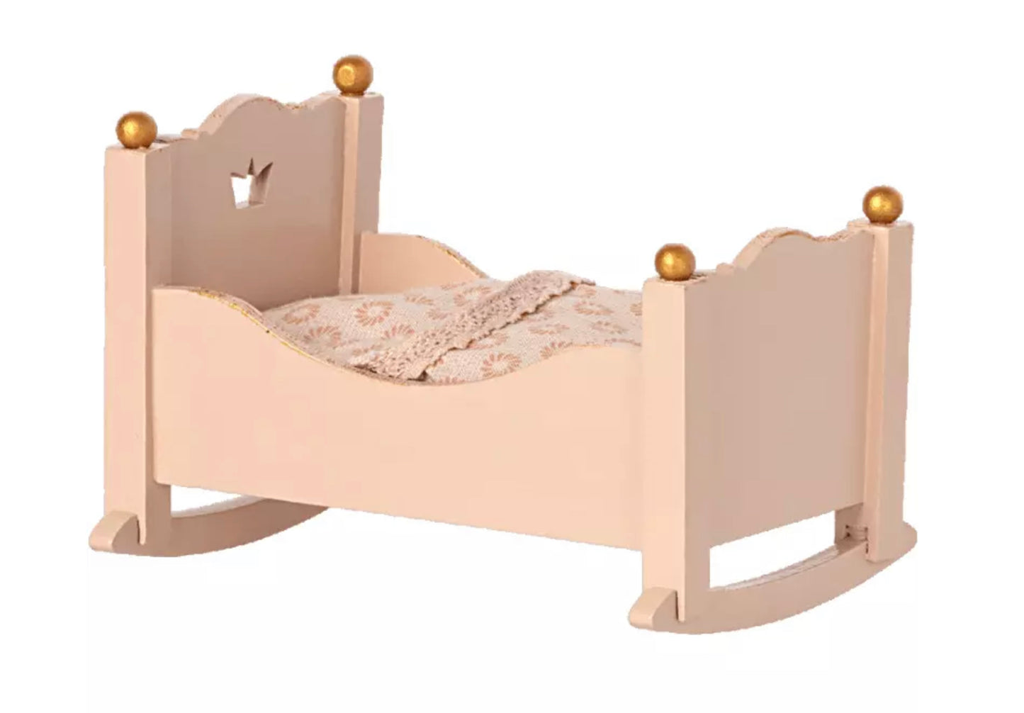 MAILEG CRADLE, BABY MOUSE - ROSE